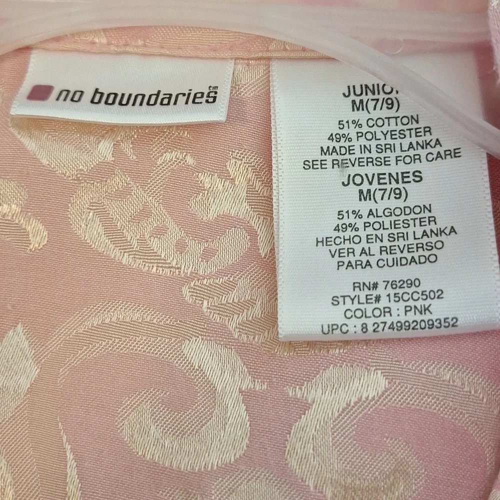 3/$20--Vintage Pink Brocade Jacket, Cropped, No Boundaries, Sz 7 Juniors, NWOT - Picture 11 of 13